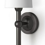 Side detail of Jameson Sconce showing round wall mount and spherical metal joint