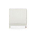 Florence 2-Drawer End Table back view showing seamless sand white finish