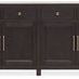 Driftwood Buffet front view displaying symmetrical door and drawer layout with metal hardware