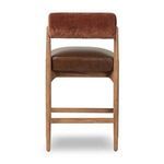 Rear view of Jazelle Havana Brown Counter Stool showing wood frame and backrest above leather seat