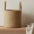 Product Image 3 for Natural Bamboo Basket with Handles Dia 8" from BIDKHome