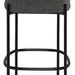 Front view highlighting wide cushioned seat and supportive curved backrest of the charcoal bar stool