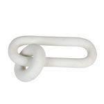 White stoneware decorative chain link sculpture with smooth, rounded curves and a matte finish