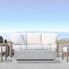 Laguna sofa set styled outdoors with fire pit and mountain view in background