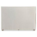 Sawyer Storage Panel Bed rear view showing flat fabric panel and wood feet in Morel finish