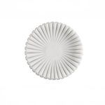 White marble bowl with soft ruffled edges and smooth finish, circular shape with sculptural pleats