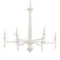 Donnybrook Chandelier front view with bulbs glowing lightly against white background