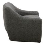 Side profile of Barrow chair showing sloped backrest and upholstery texture