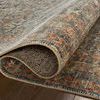 Close-up of rug edge folded over to reveal dense weave and soft texture