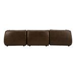 Rear view of Zeppelin sectional showing smooth panel seams and uniform leather texture