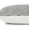 Side view revealing pillow’s thickness and plain white fabric back panel