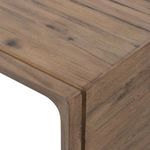 Close-up of Henry Coffee Table corner joint and detailed oak wood grain texture