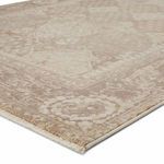 Close-up angled view showing soft texture and subtle pile of rug corner with fringed edge