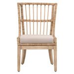 Front view of Playa Dining Chair showing vertical rattan slats and beige cushion
