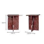 Dimensional diagram of Blair Accent Table highlighting 20 inch height, 14 inch width and depth in red marble