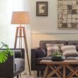 Product Image 1 for Mariner Tripod Style Wood Floor Lamp With Burlap Drum Shade from Creative Co-Op