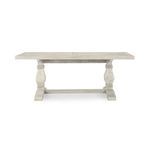Straight-on frontal view emphasizing the table’s sturdy two-pedestal support structure