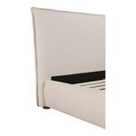 Angled side view close-up showing padded headboard edge stitching detail