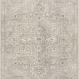 Elle Sage/Dusty Sage machine woven traditional area rug with muted geometric and floral patterns in soft green and beige