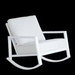 White Avondale Lounge Rocker with aluminum frame, plush cushions, and modern rocking base