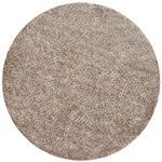 Round version of Callie Shag rug showing overall soft texture and blended brown multi colors