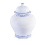 Product Image 1 for Blue & White Porcelain Temple Jar With Greek Key Trim from Legend of Asia