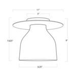 Technical line drawing with measurements showing height and width dimensions of the Mixer Flush Mount