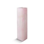 Three-quarter angle view showing the square opening atop the pink alabaster holder