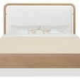 Front view of Banyon Bay King bed showing rectangular panel headboard and rounded oak frame