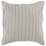 Kingston Euro sham in natural 100% Belgian flax linen with pinstripe pattern and fabric flange