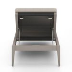 Long side view of Sherwood Modern Stone Grey Outdoor Chaise laying flat showing full-length cushion and frame