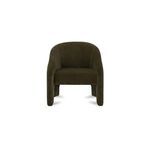Tuva Accent Chair in cedar-green velvet with sculptural curves and high back in a modern minimalist style
