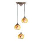 Product Image 1 for 3 Light Pendant In Satin Nickel And Yellow Blaze Glass from Elk Lighting