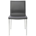 Colter Dining Chair front view highlighting wide seat and straight backrest in gray