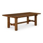 Three-quarter angled view showing the table's construction details and leg joinery