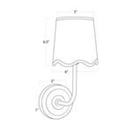 Ariel Polished Nickel Curved Sconce with woven lampshade featuring scalloped linen trim and polished nickel base