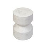 Solid concrete Ara End Table in off-white with a textured surface and hourglass shape
