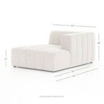 Close-up angled side view showing padded vertical channel arm and thick cushioned seat
