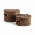 Product Image 1 for Burma Rattan Round Lidded Boxes, Set Of 2 from Napa Home And Garden