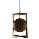 Back view of Clove Metal Pendant highlighting solid spherical element within rectangular frame