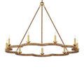 Rattan-wrapped suspension chain with gold leaf links and detailed floral-shaped ceiling plate