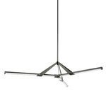 Jonas 3-Light Large Chandelier in black nickel with three long horizontal diffused light bars and angular metal supports