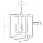 Line drawing with dimensions showing 25 inch height, 17 inch width, and adjustable hanging height
