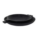 Top-down view of sandblasted black wooden bowls with visible carved wood grain
