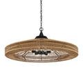 Product Image 6 for Maldives Black and Khaki Iron & Rattan Chandelier from Currey & Company