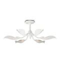 Snowflower Semi-Flush Mount ceiling light with white wrought iron petals curling upward around exposed bulbs