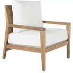 Savannah Natural Teak Lounge outdoor accent chair with natural teak frame and white cushions