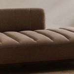 Close-up of Bennett Daybed’s channel tufting and fabric texture in natural lighting