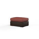 Montecito Ottoman with dark multi-colored resin wicker base and thick cushioned seat in burnt orange color