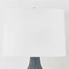 Close-up view of white linen drum shade texture on Nepperhand table lamp